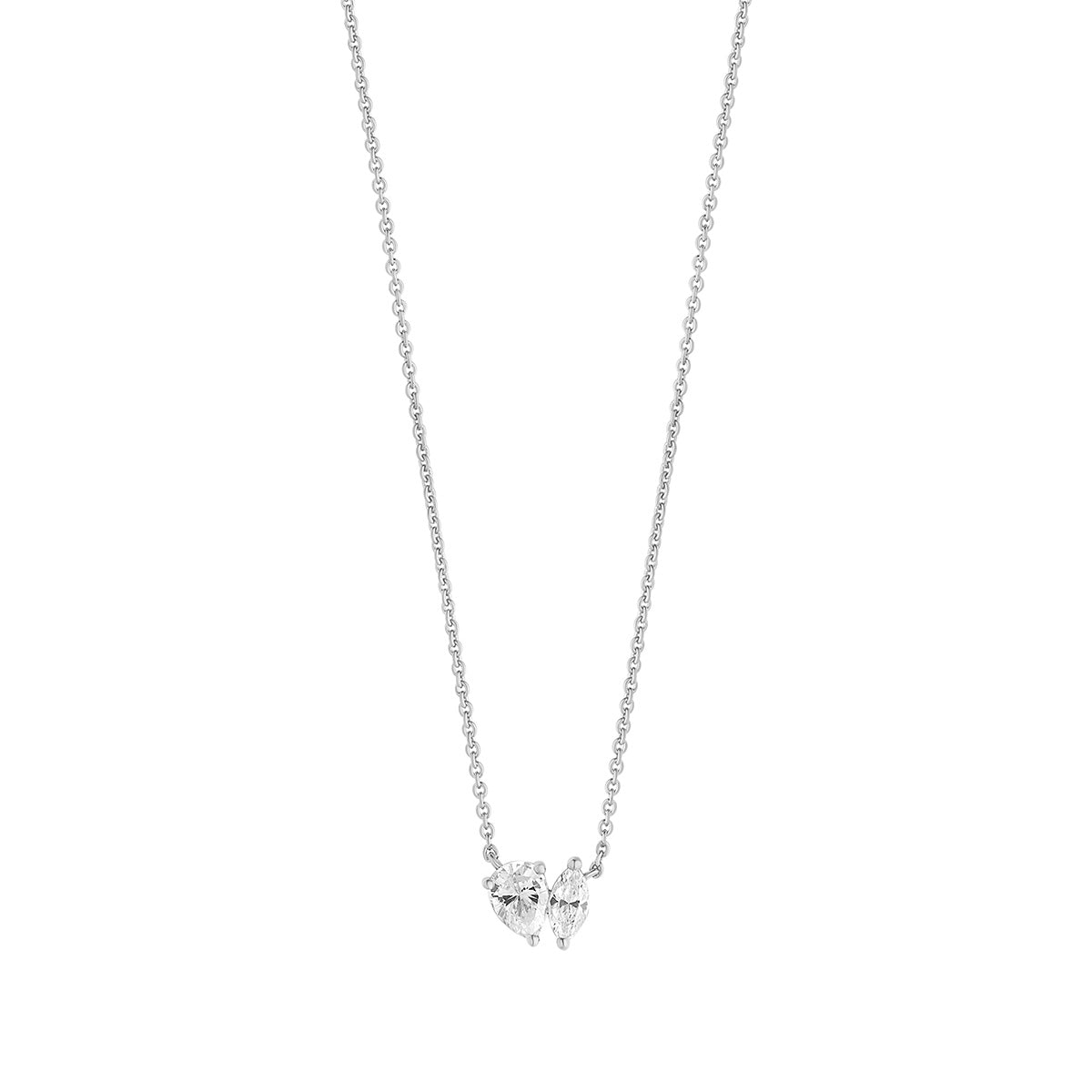 Silver Pear & Marquise Duo Necklace