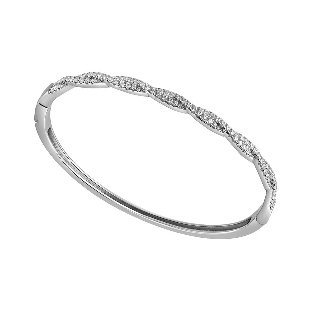 Silver Cz Twisted Bangle