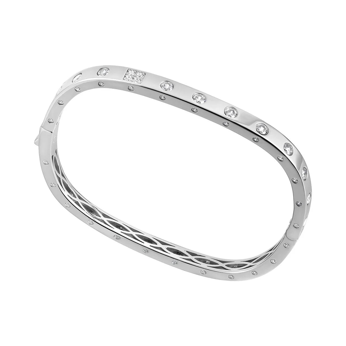 Silver CZ Rectangle Bangle