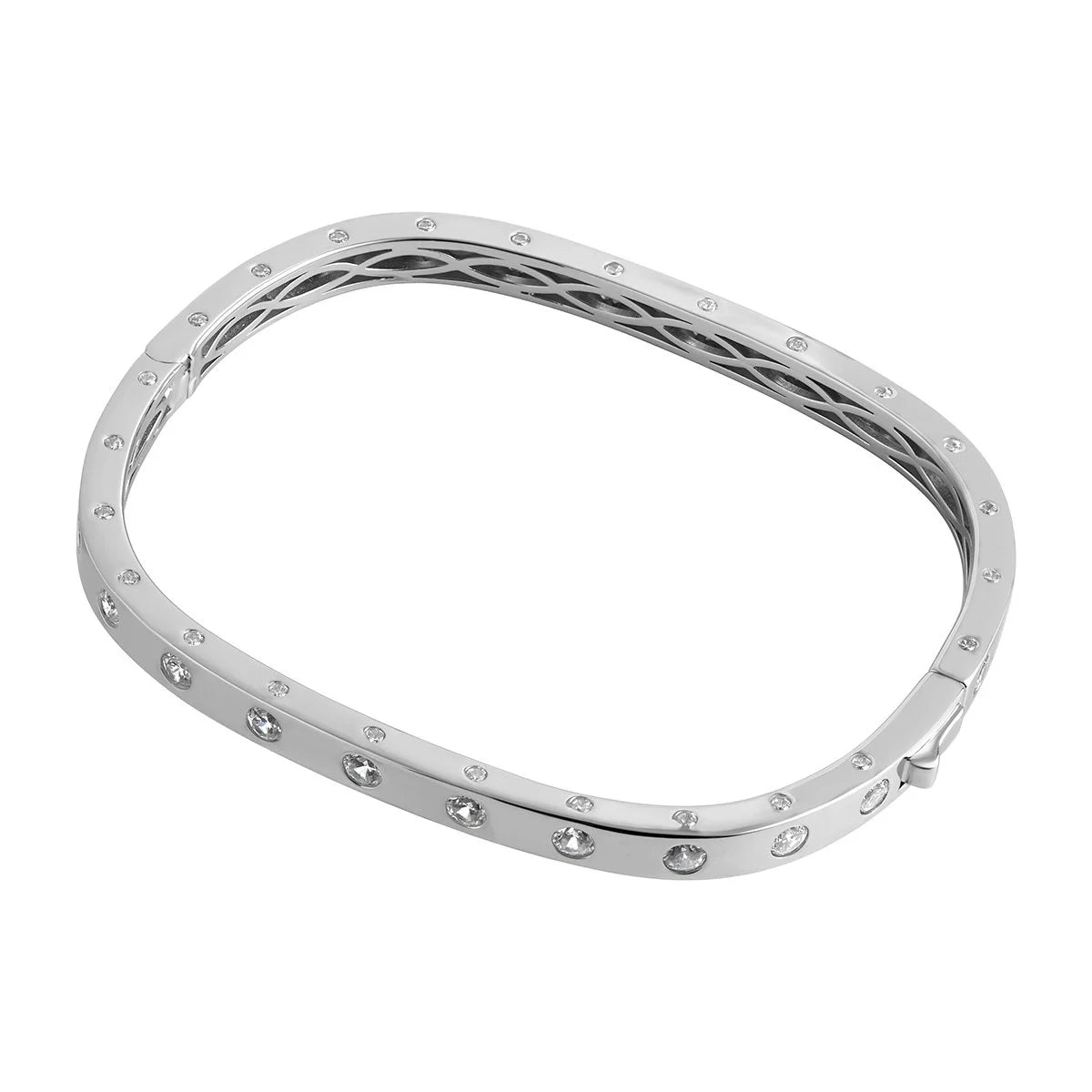 Silver CZ Rectangle Bangle