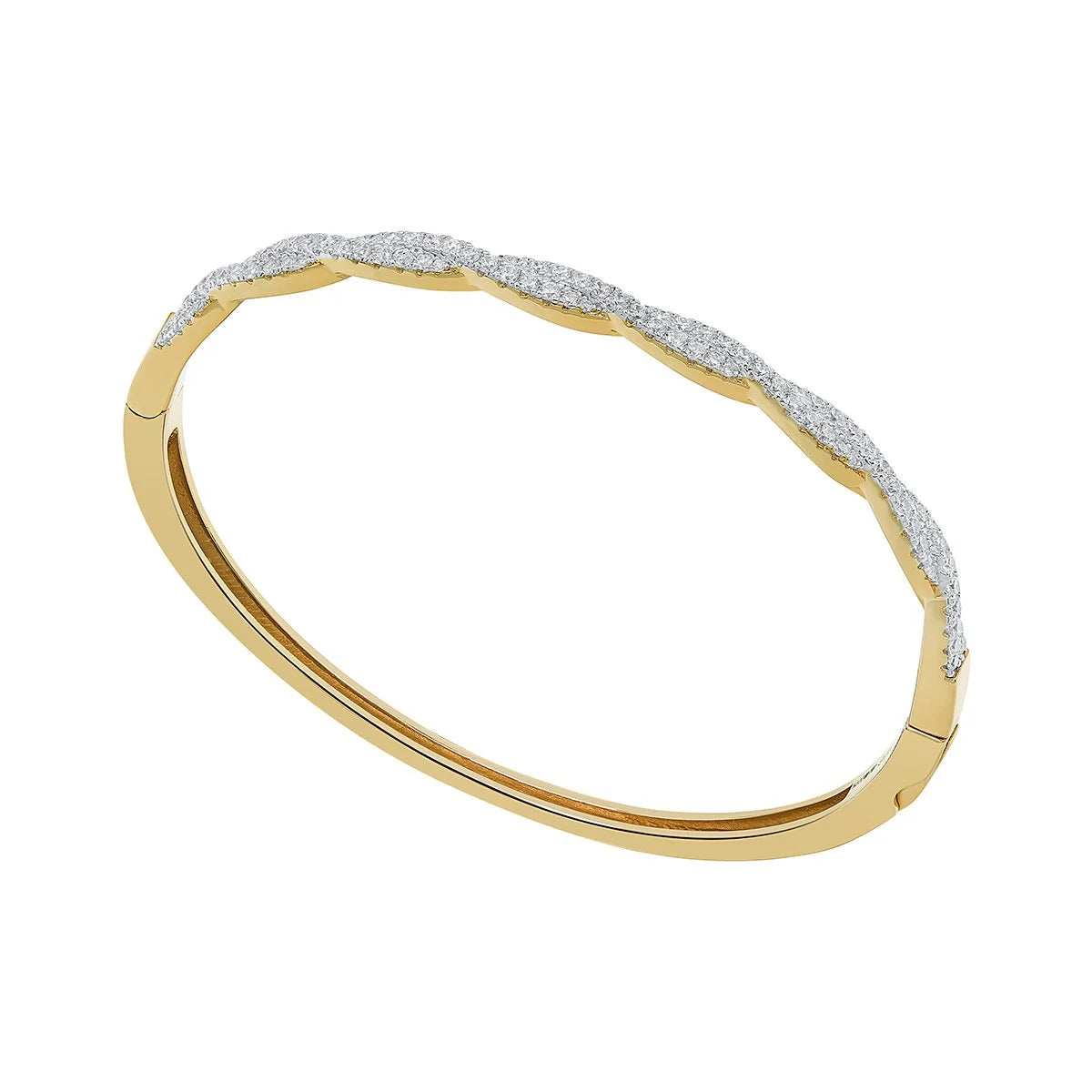Gold CZ Twisted Bangle