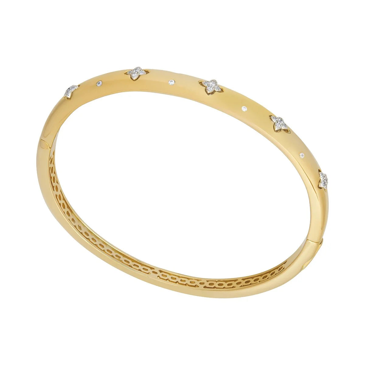 Gold CZ Clover Bangle