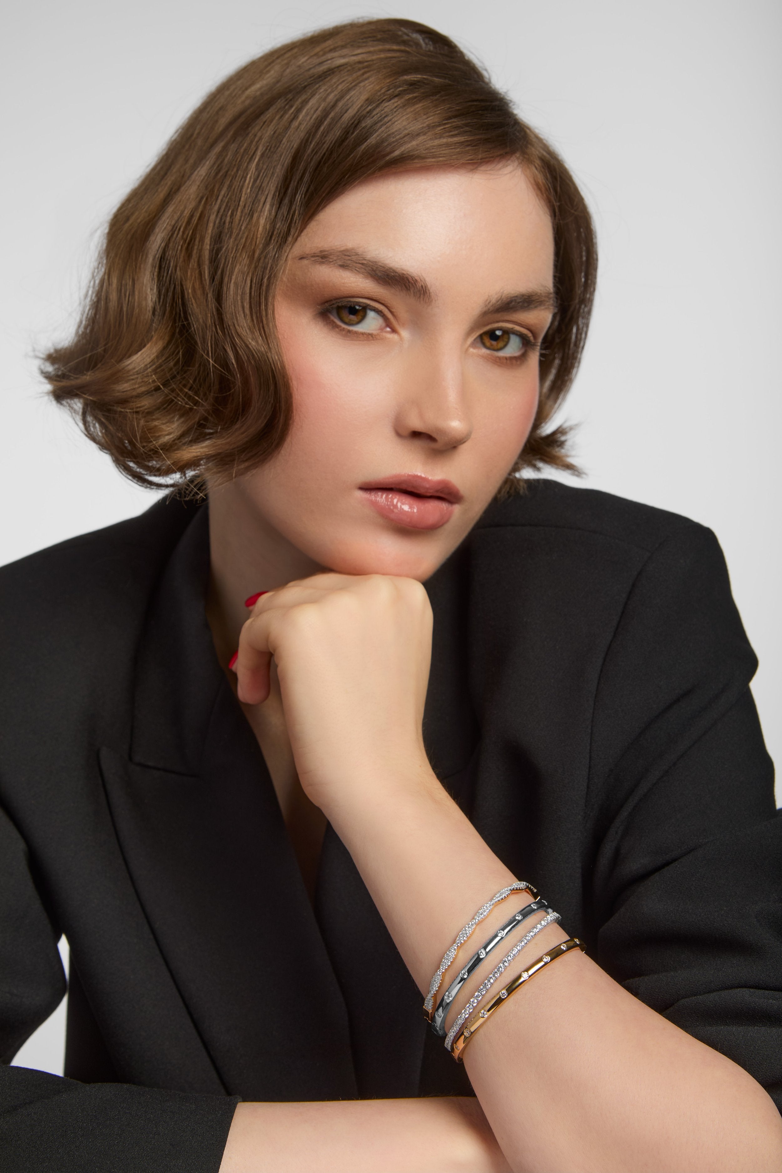 Gold CZ Twisted Bangle