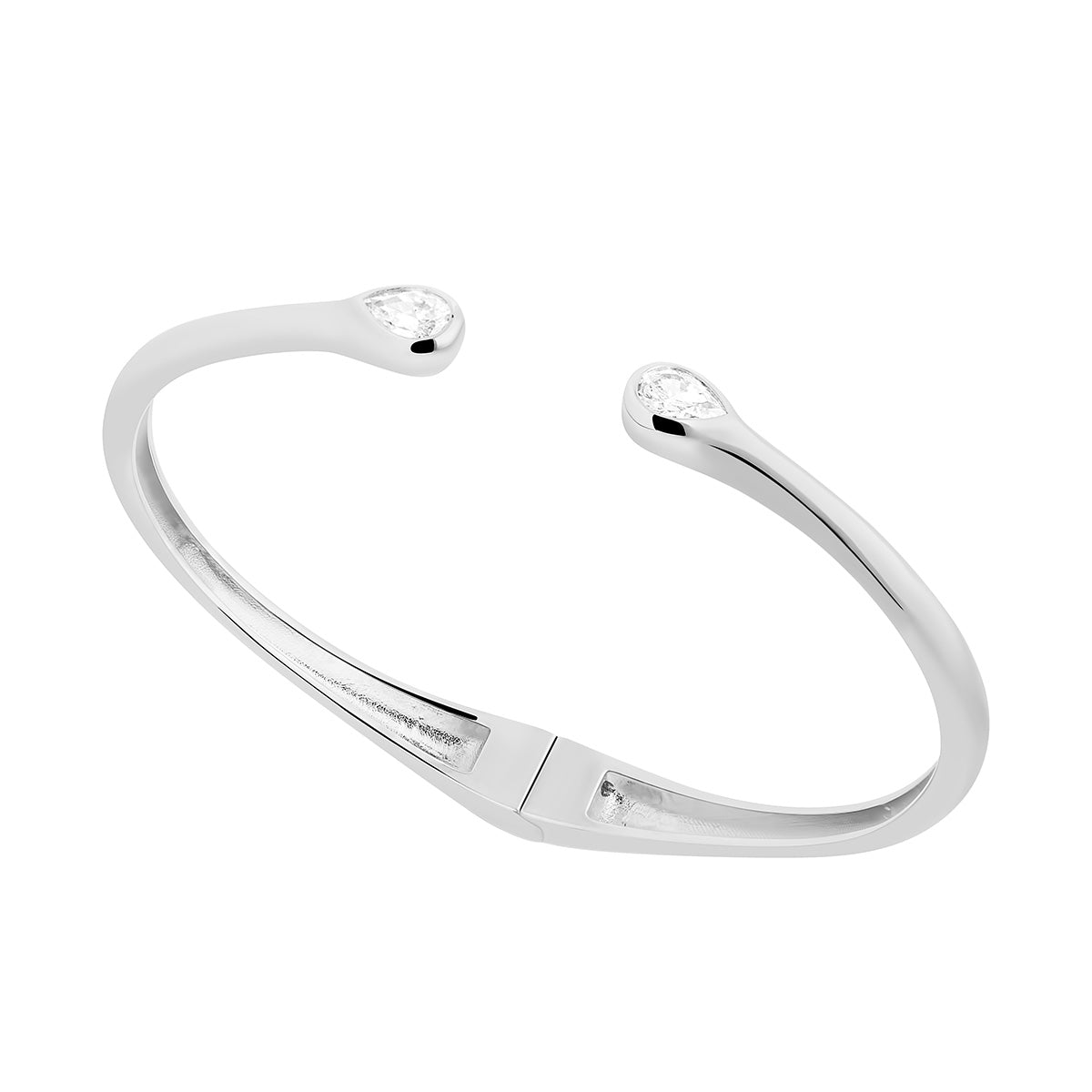 Silver Double Pear Bangle