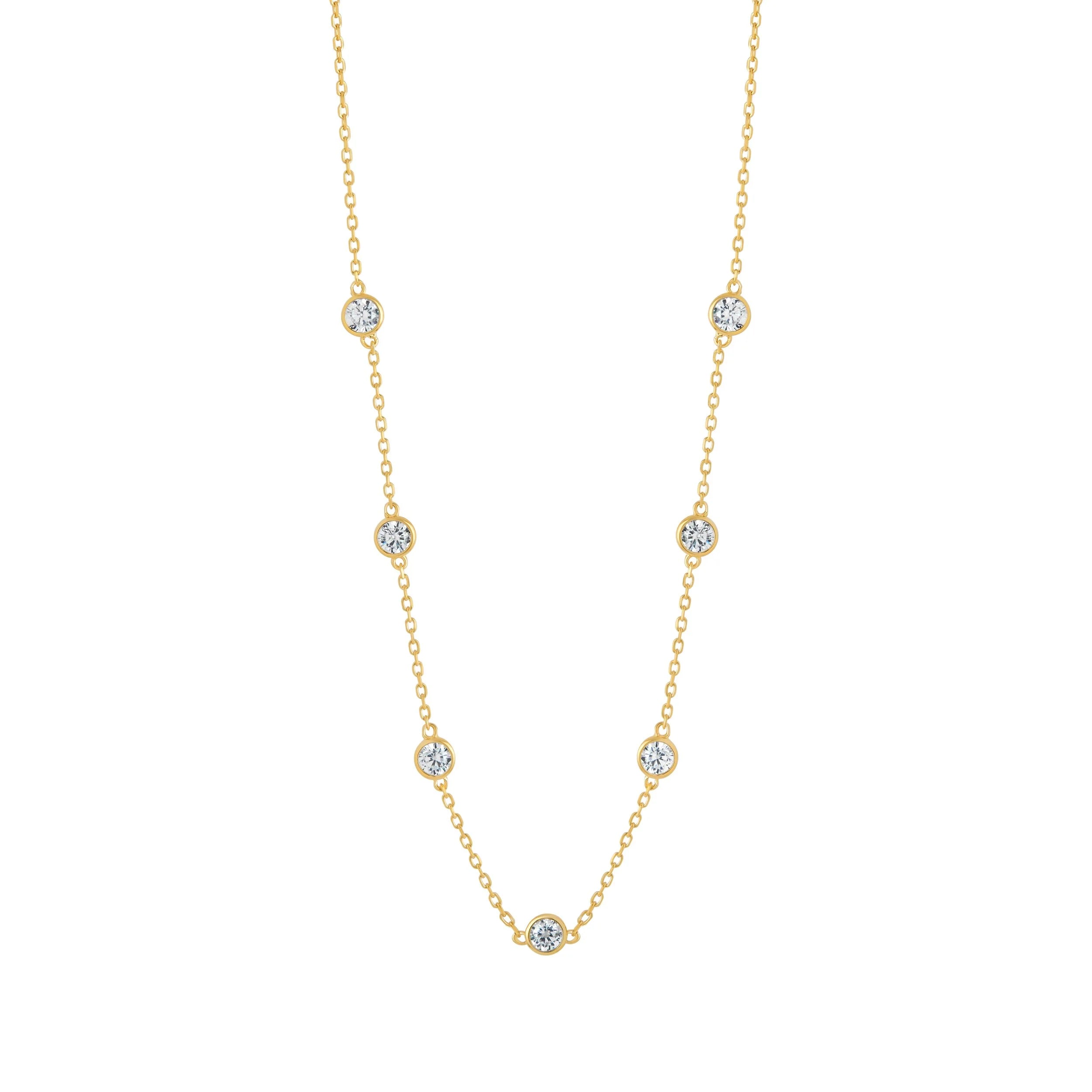Gold CZ Rubover Chain Necklace