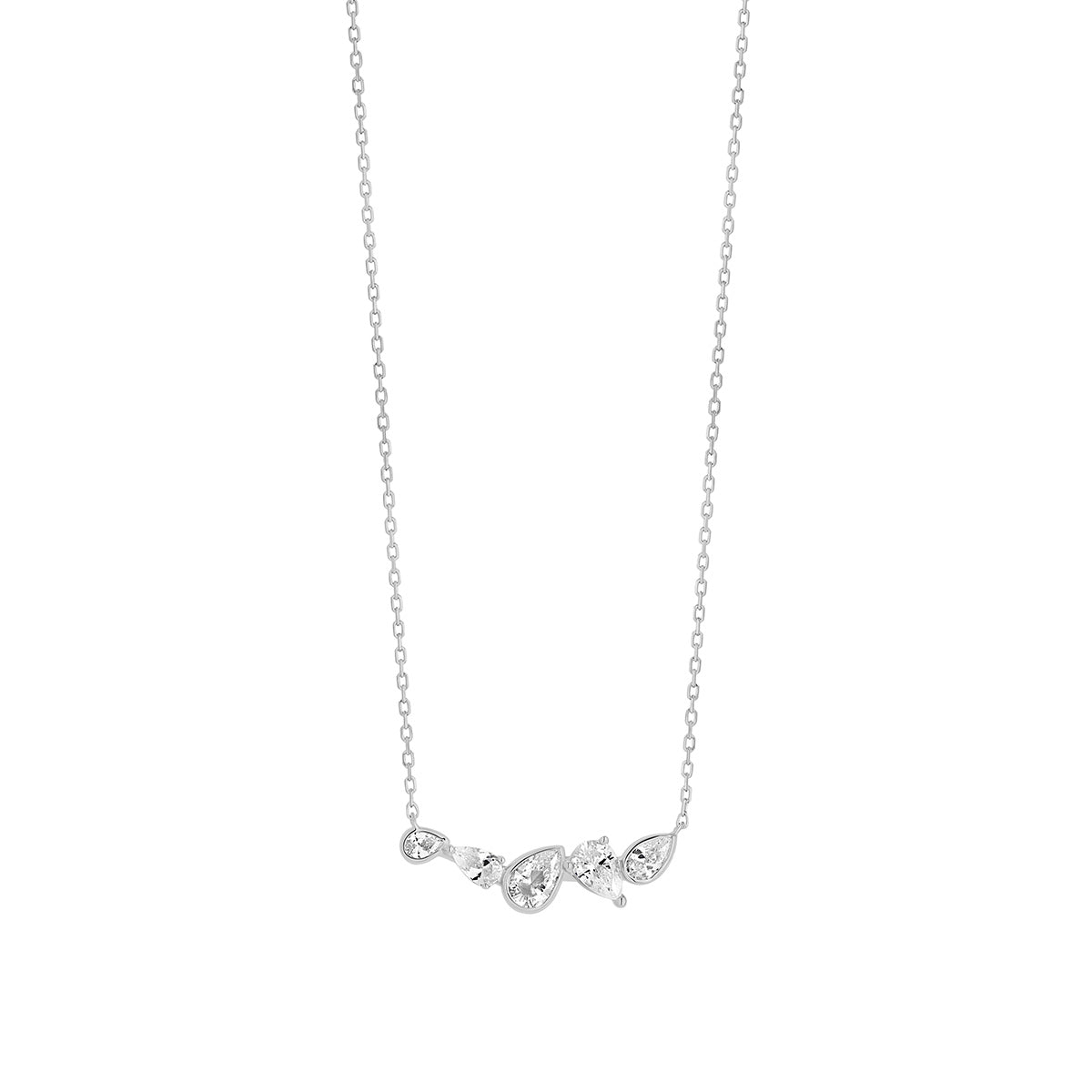 Silver Graduated Pear-Cut Necklace
