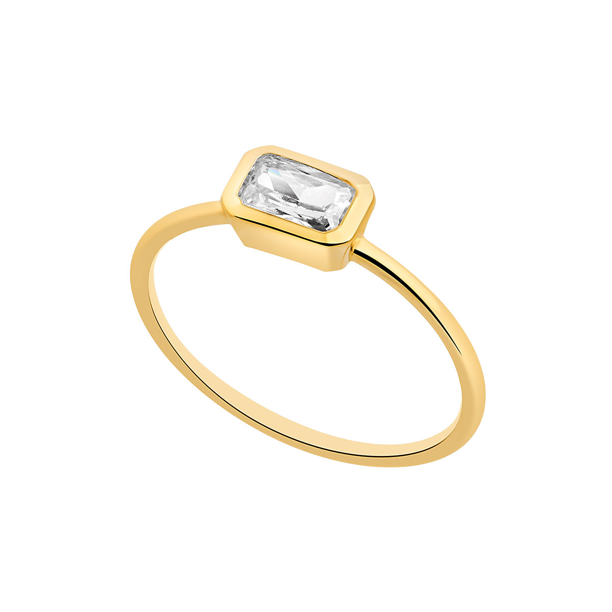 9ct Gold Emerald-Cut Bezel Ring