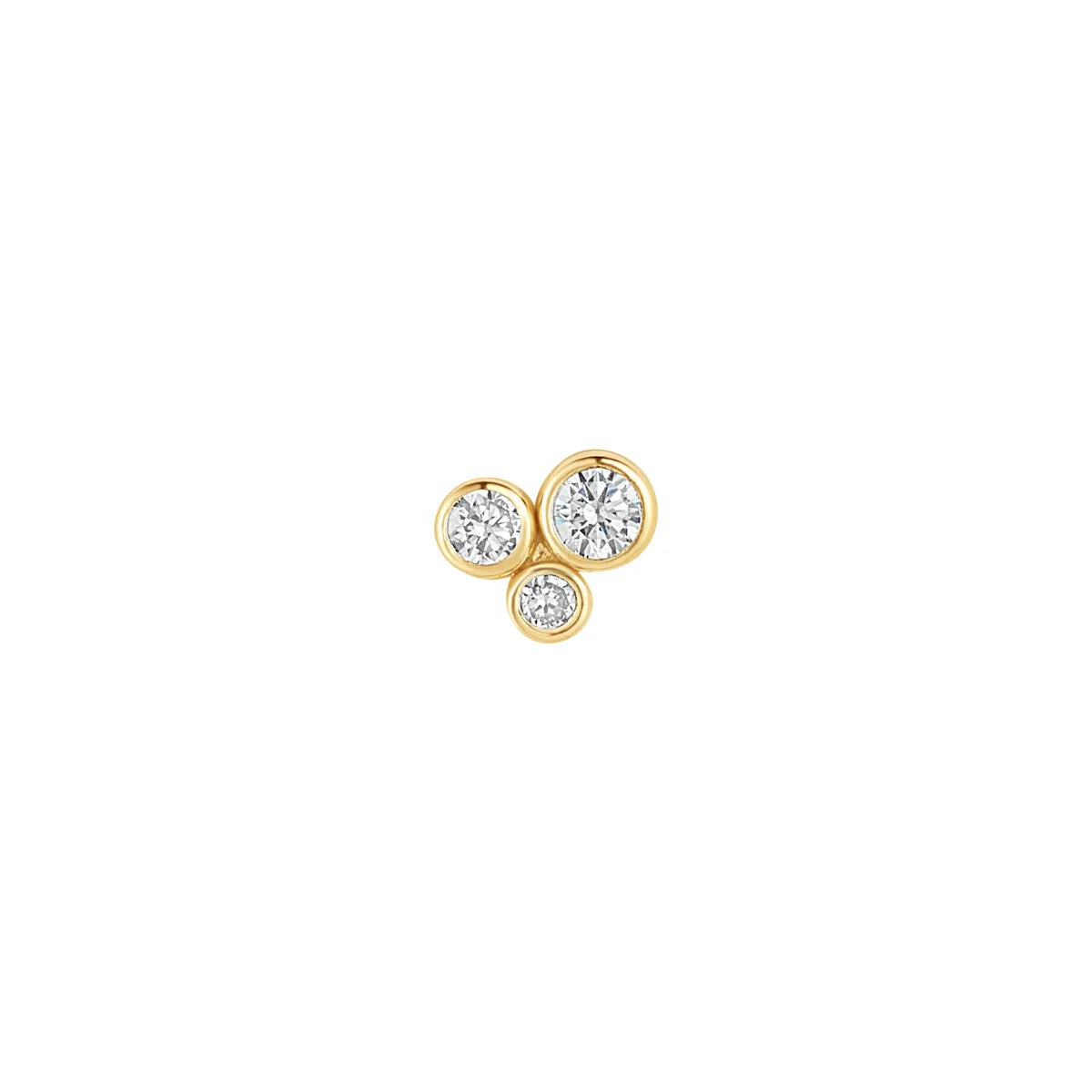 9ct Gold Triple Stone Flat Back