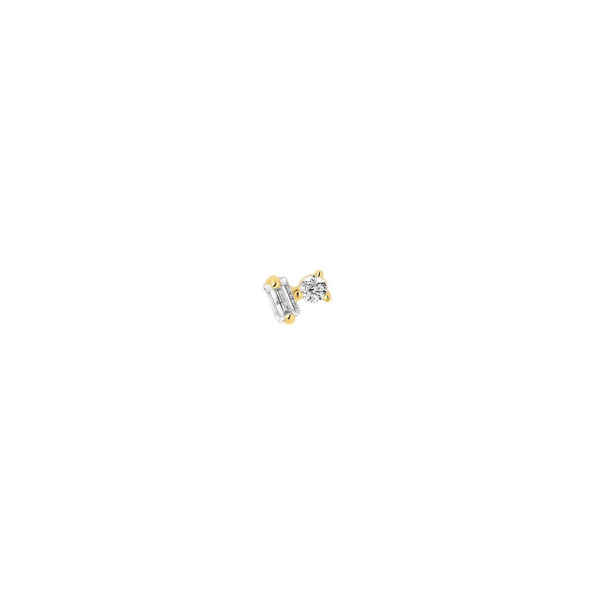 9ct Gold Baguette & Round Flatback