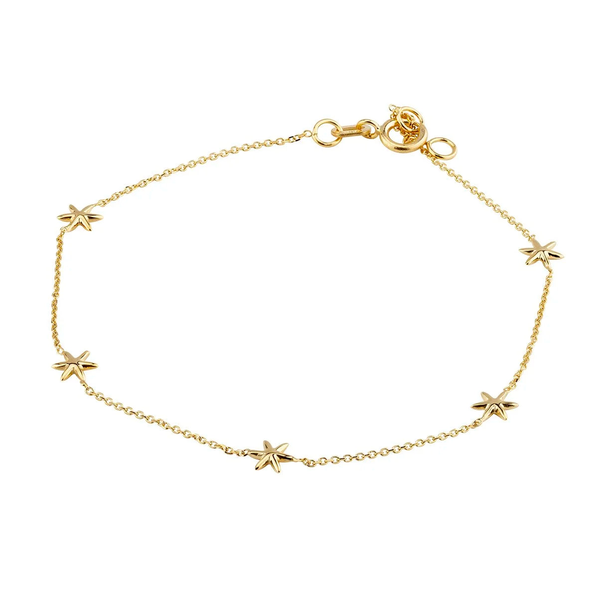 9ct Gold Five Star Bracelet