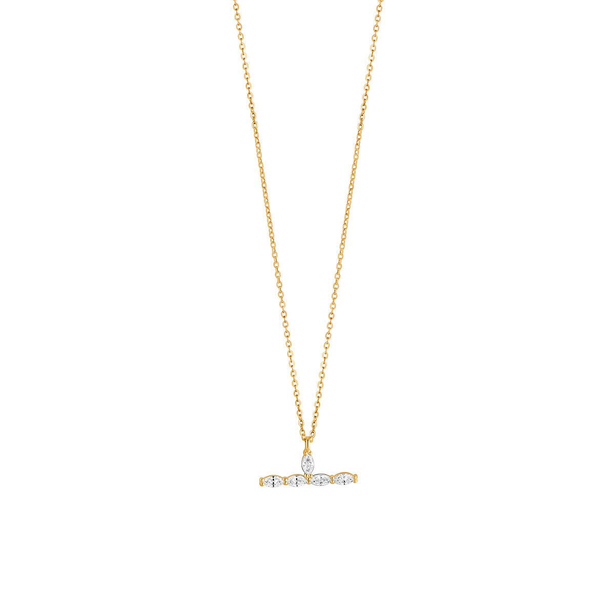 9ct Gold T-Bar Cluster Necklace