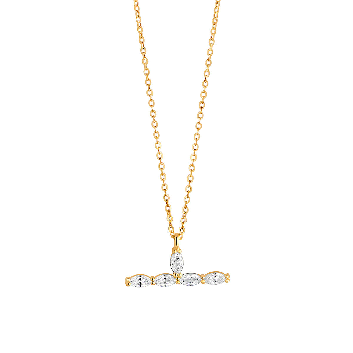 9ct Gold T-Bar Cluster Necklace