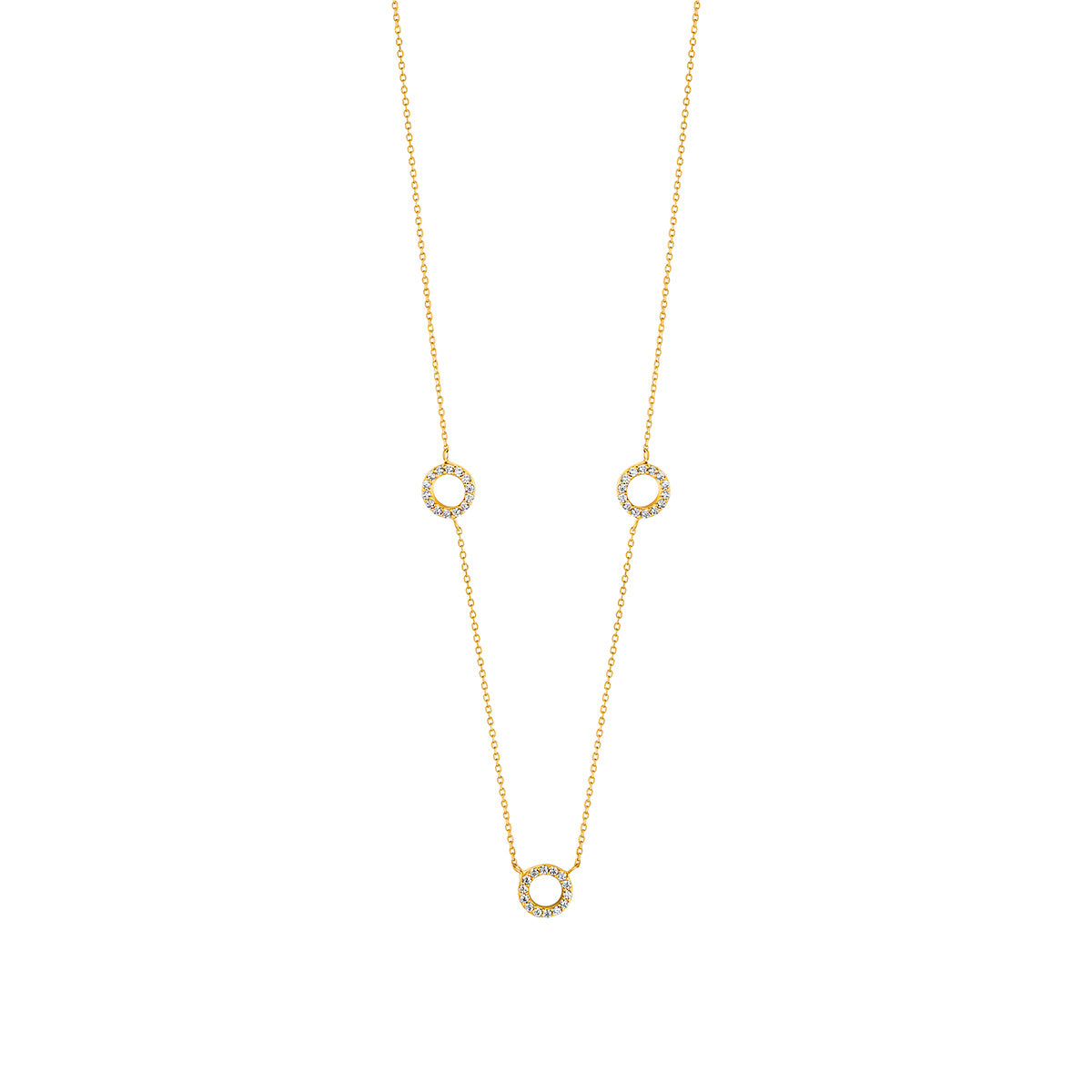 9ct Gold Triple circle Necklace
