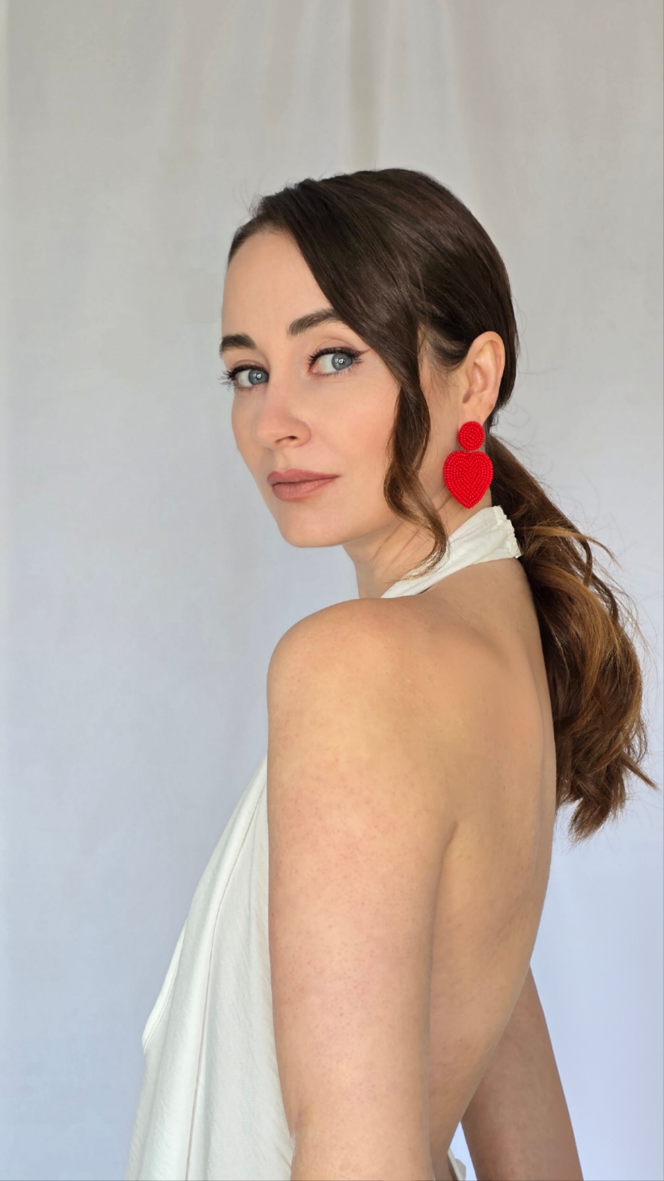 Red Heart Beaded Earrings