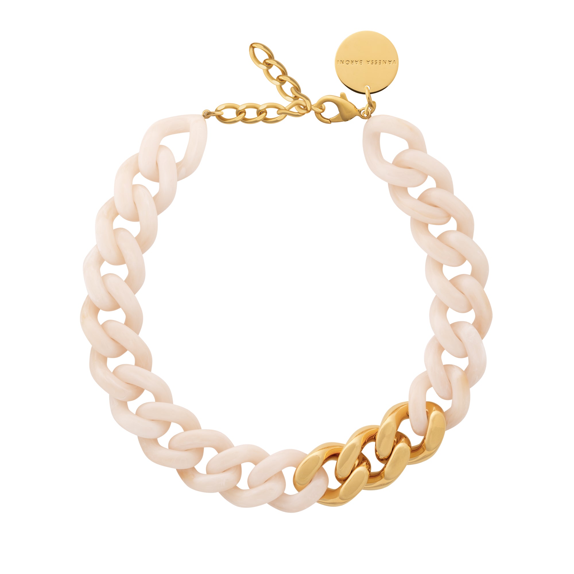 Flat Chain Necklace Latte Marble