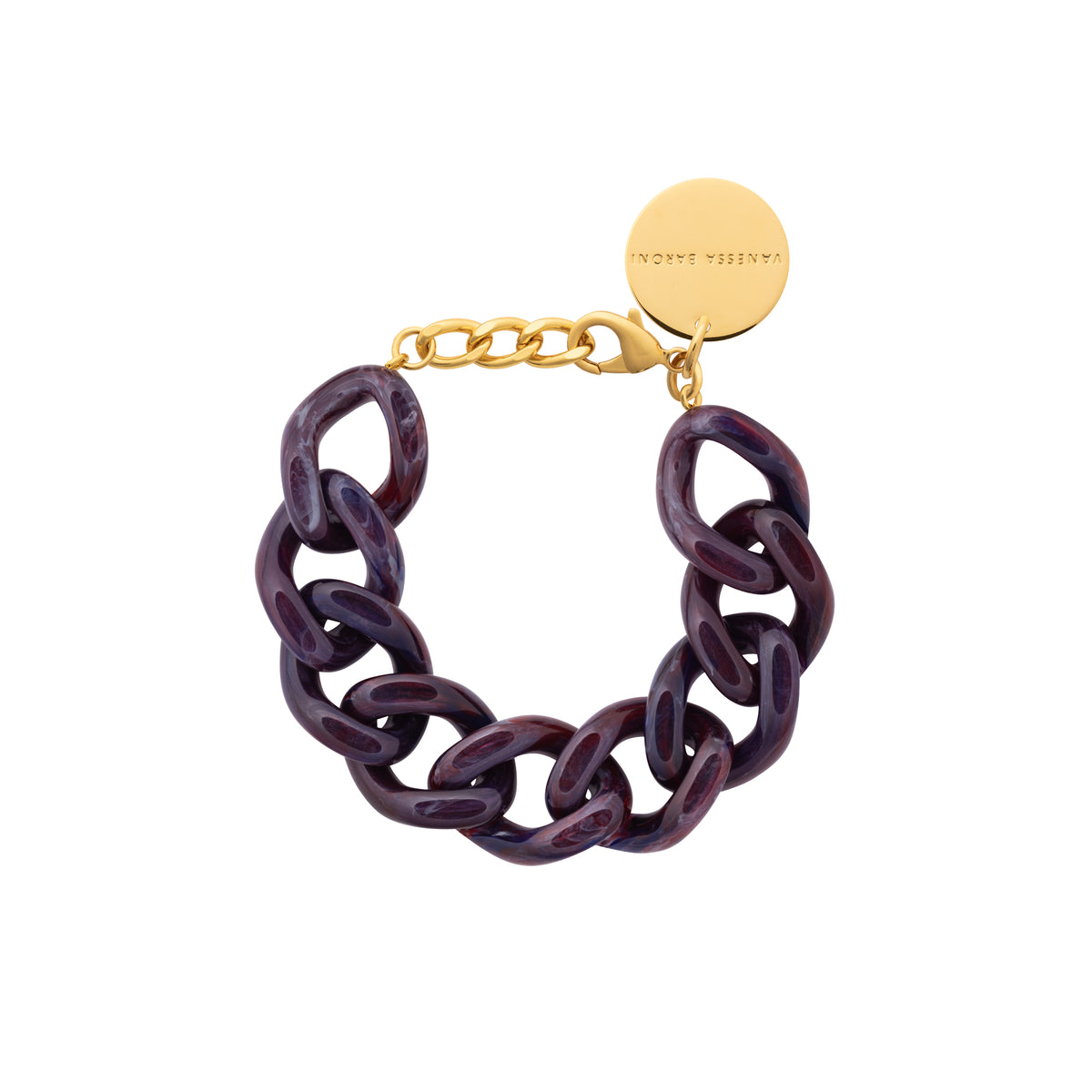 Flat Chain Bracelet Aubergine Marble