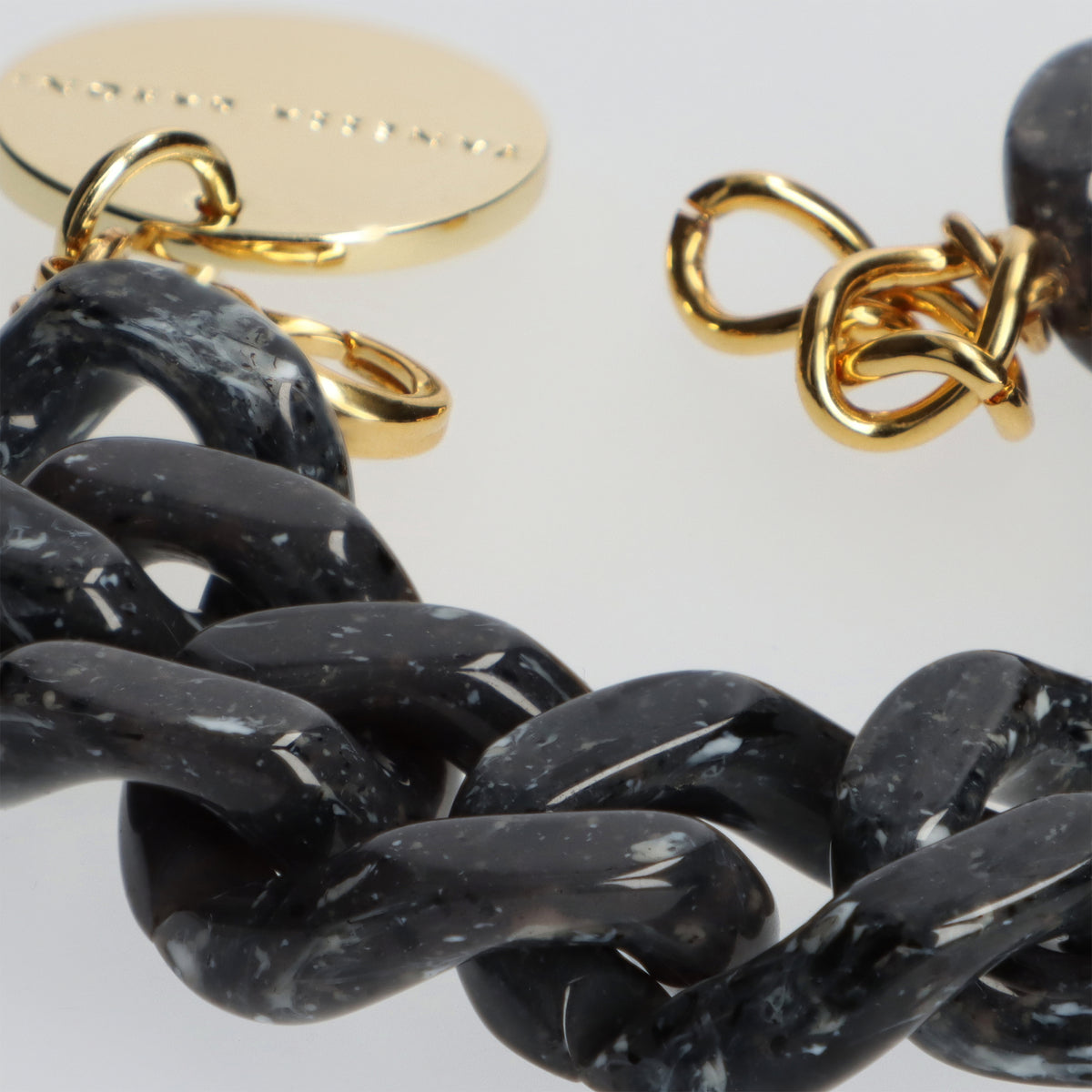 Flat Chain Bracelet Black Marble