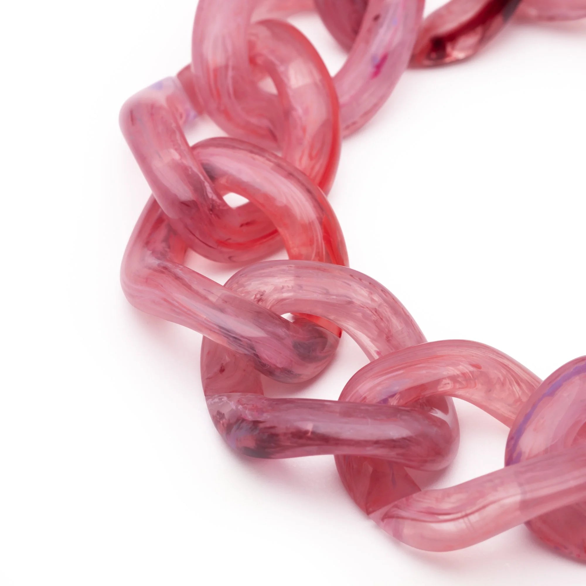 Flat Chain Crystal Pink Marble Bracelet
