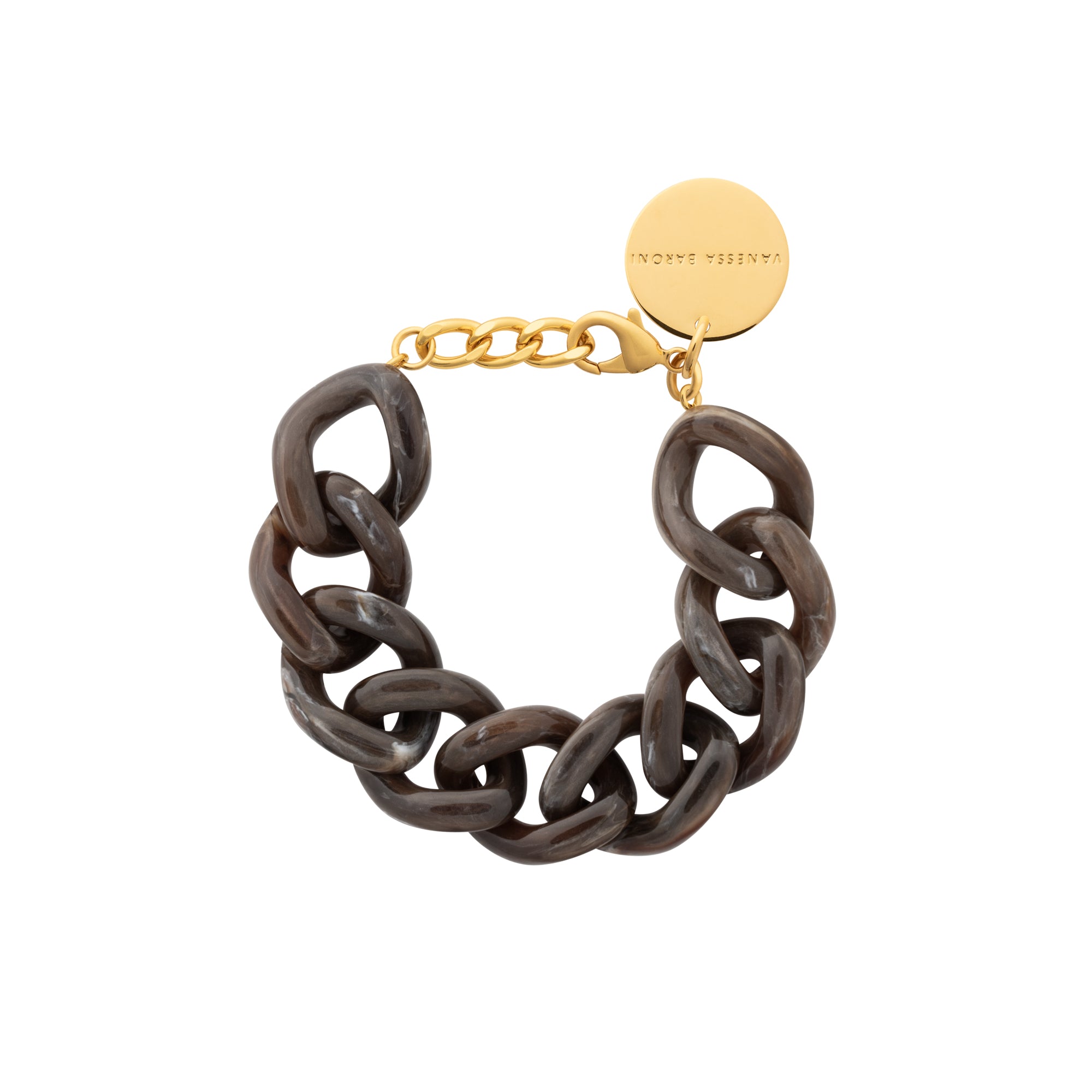 Flat Chain Bracelet Dark Brown Marble