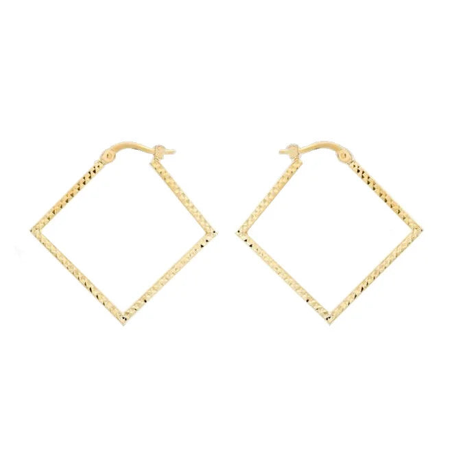 9ct Gold Square Hoop Earrings