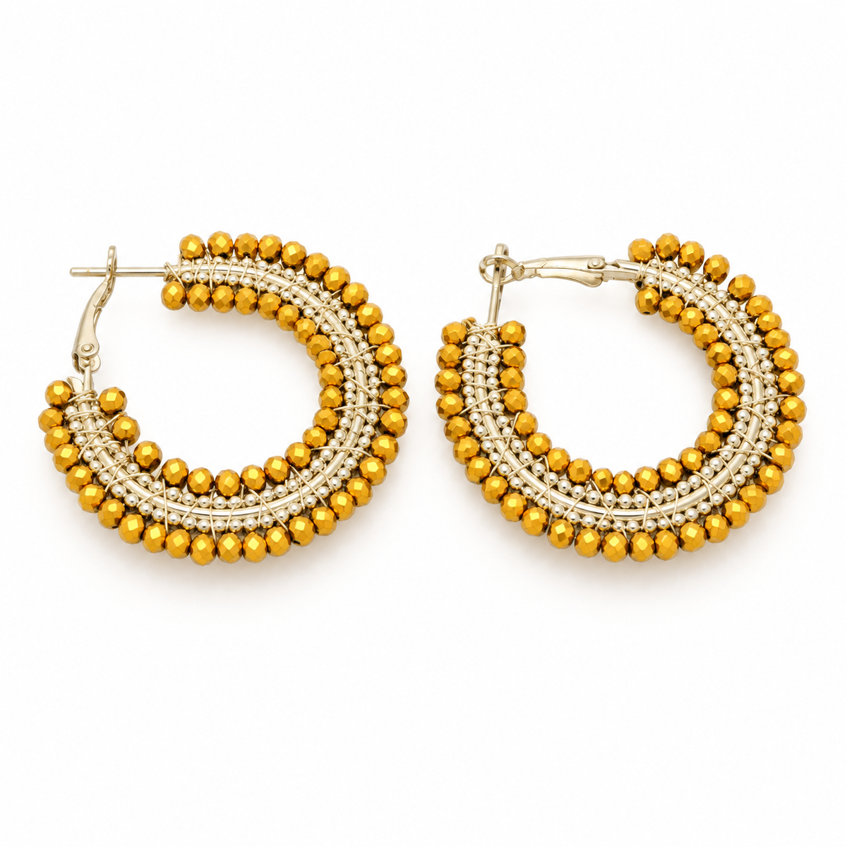 Gold Beaded Hoop