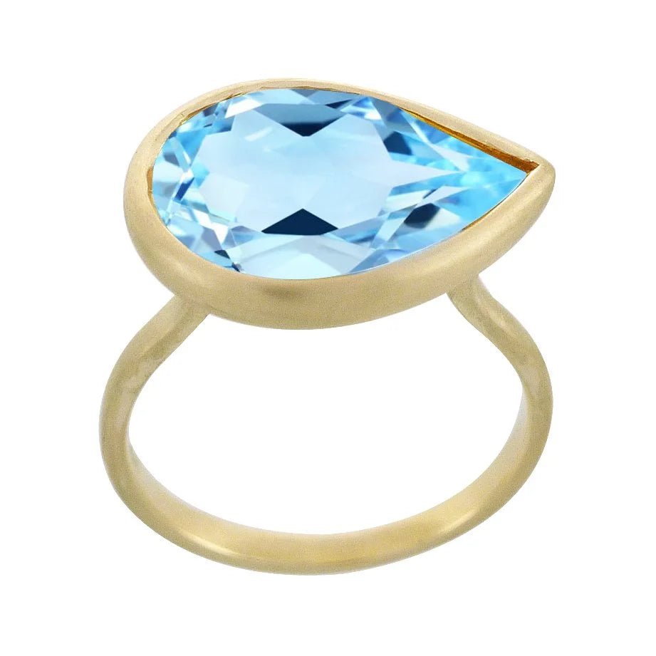 9ct Gold Sky Blue Topaz Pear Ring