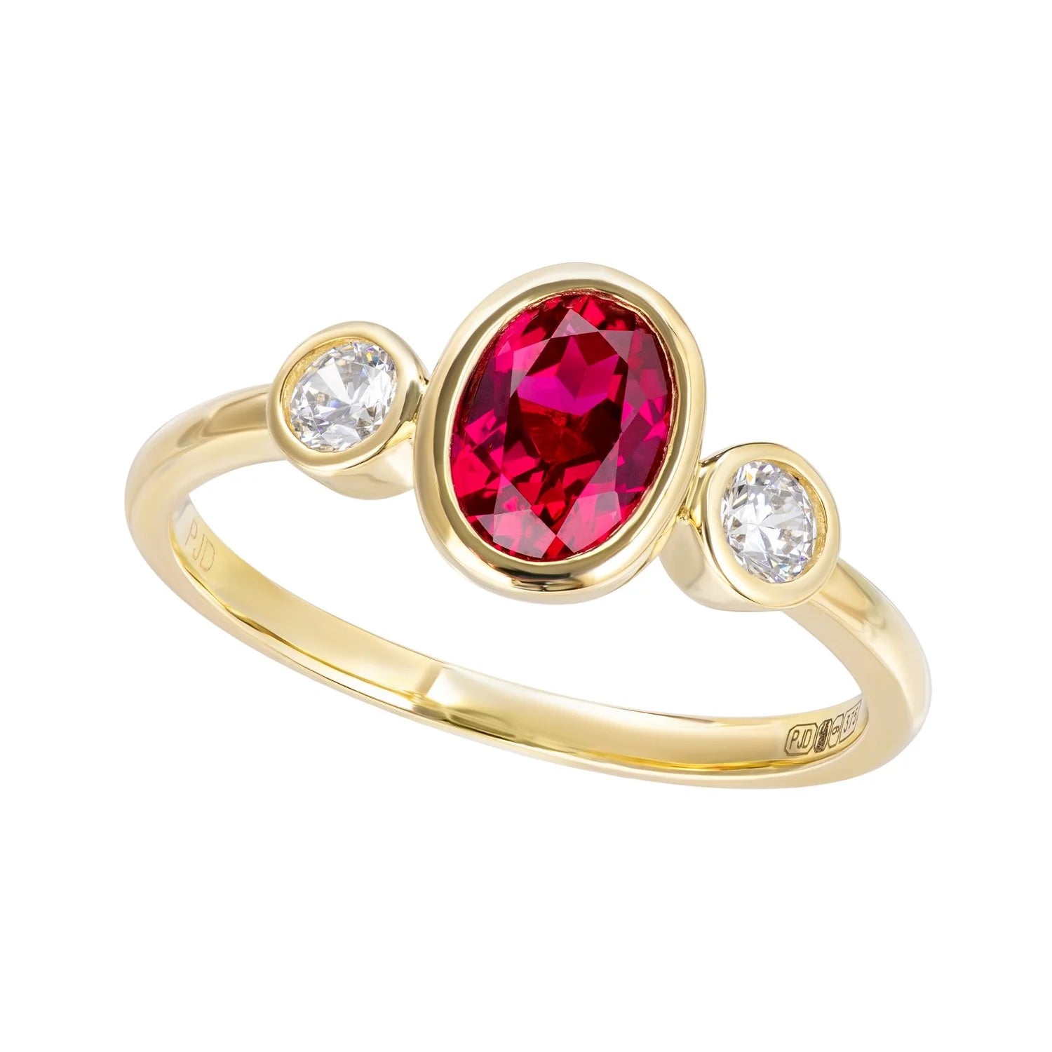 9ct Gold Ruby Trilogy Ring