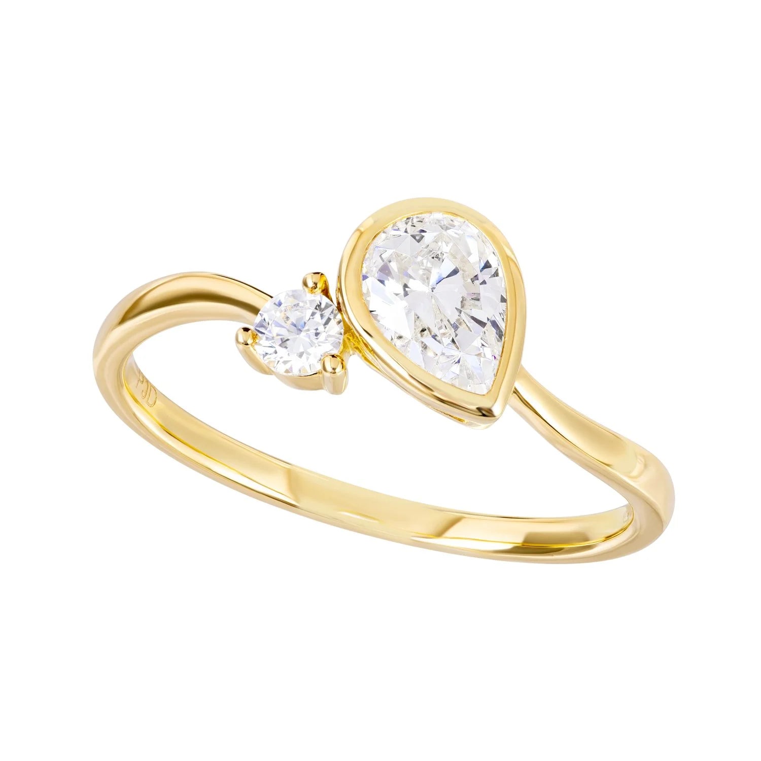 9ct Gold Teardrop Double Ring