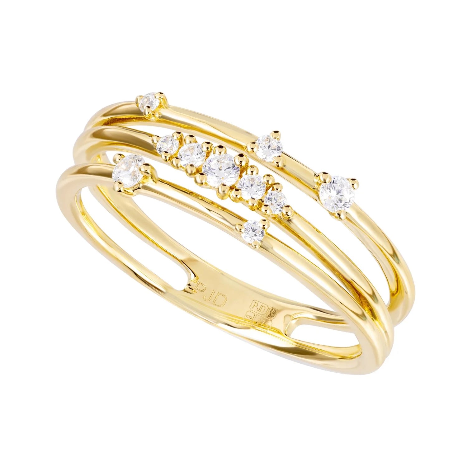 9ct Gold CZ Triple-Band Ring