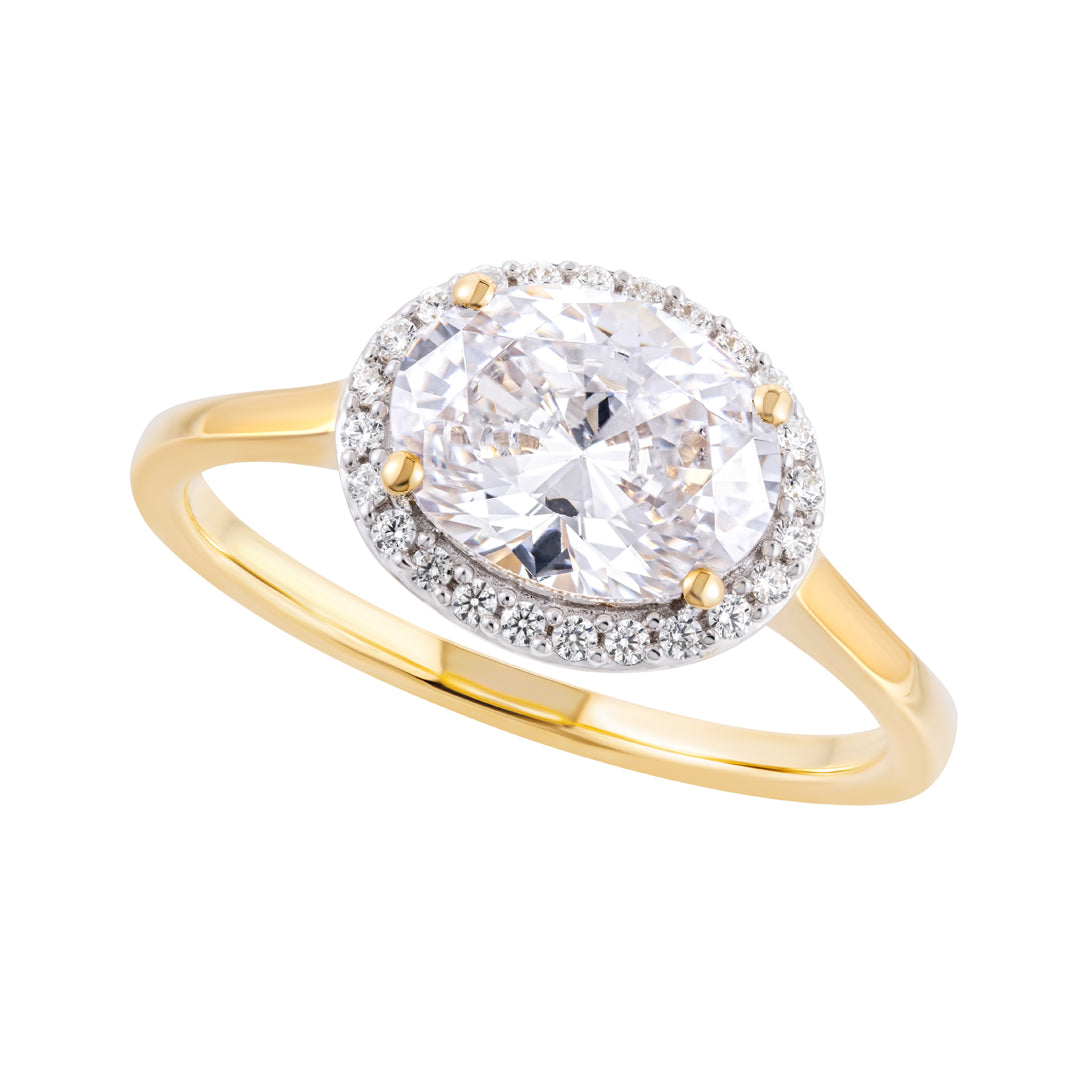 9ct East West Cluster Ring