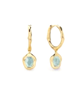 Aquamarine Charm Hoops