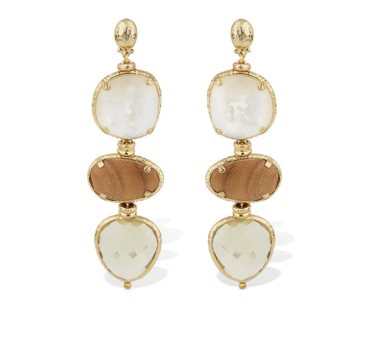 Silene earrings Wood & Mother-of-Pearl