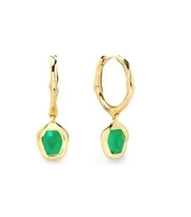 Emerald Charm Hoops