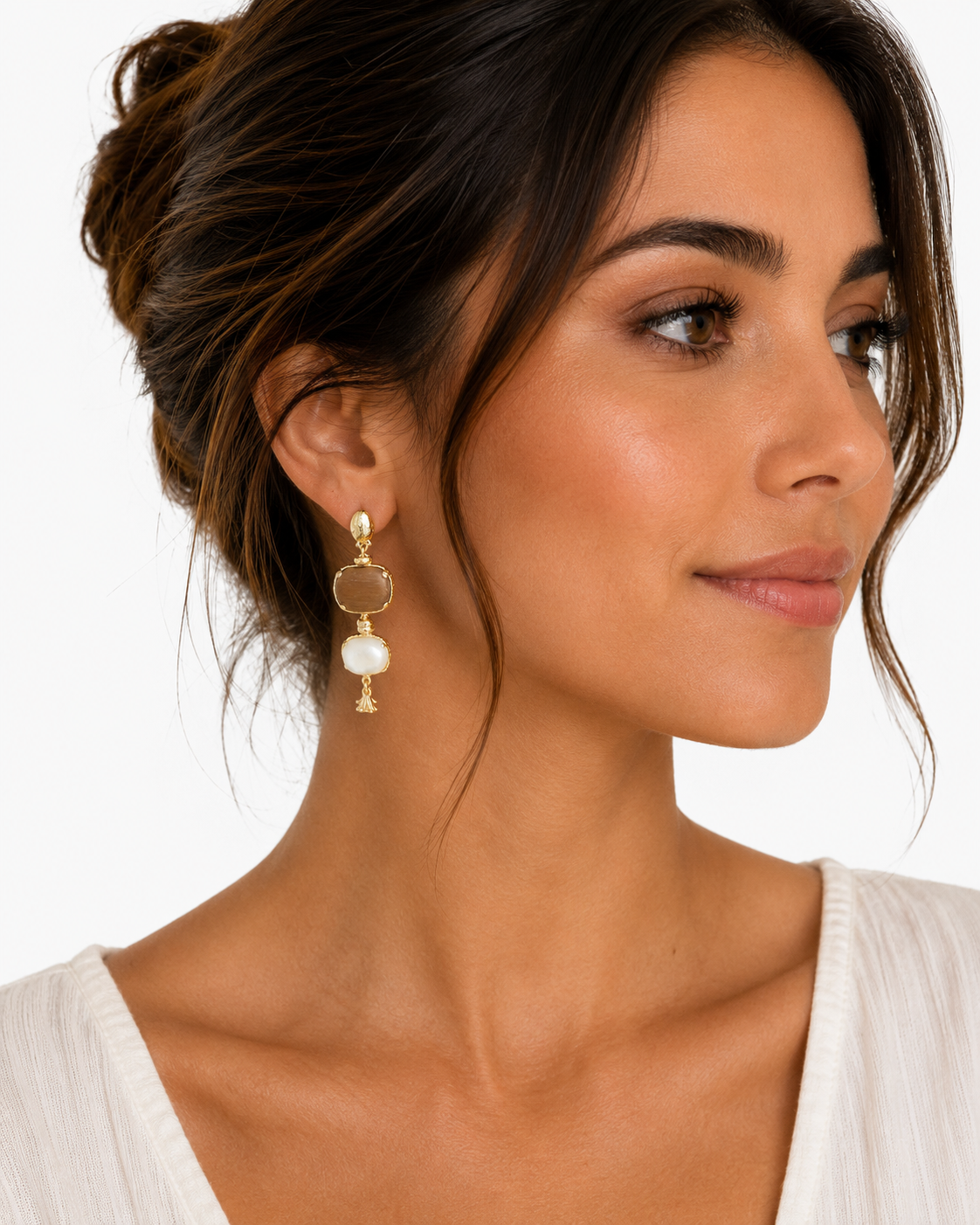 Silene earrings Wood & Mother-of-Pearl