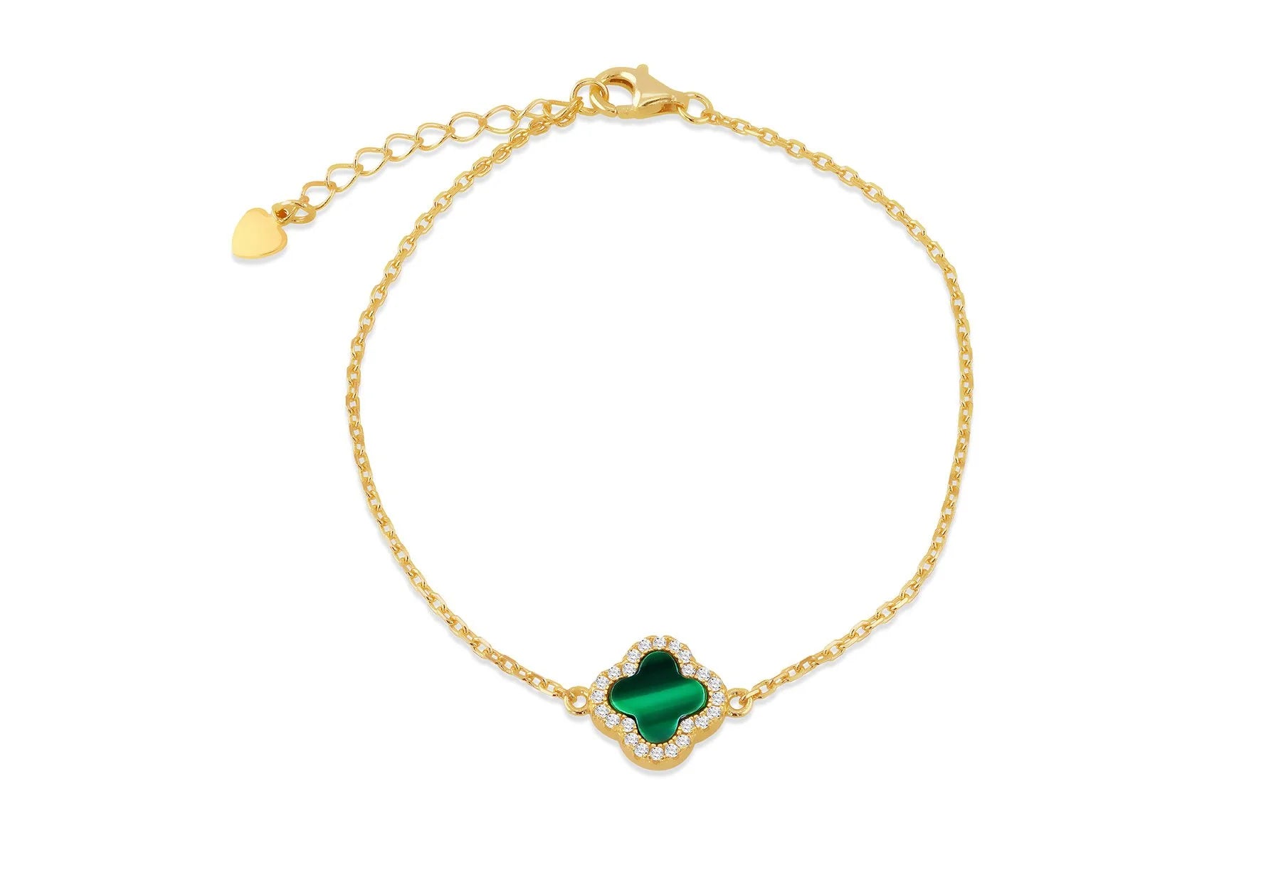 Gold Small Green Clover Bracelet