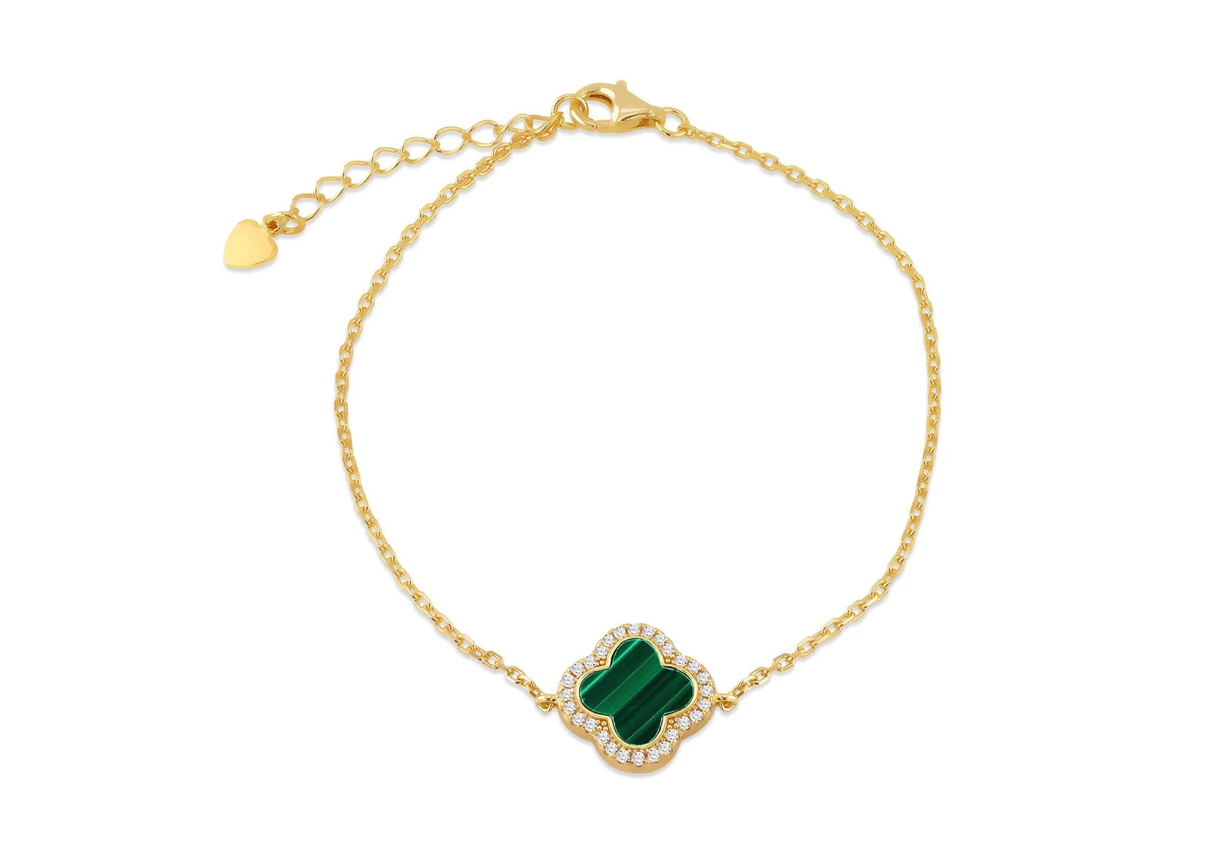 Gold Large Green Clover Bracelet