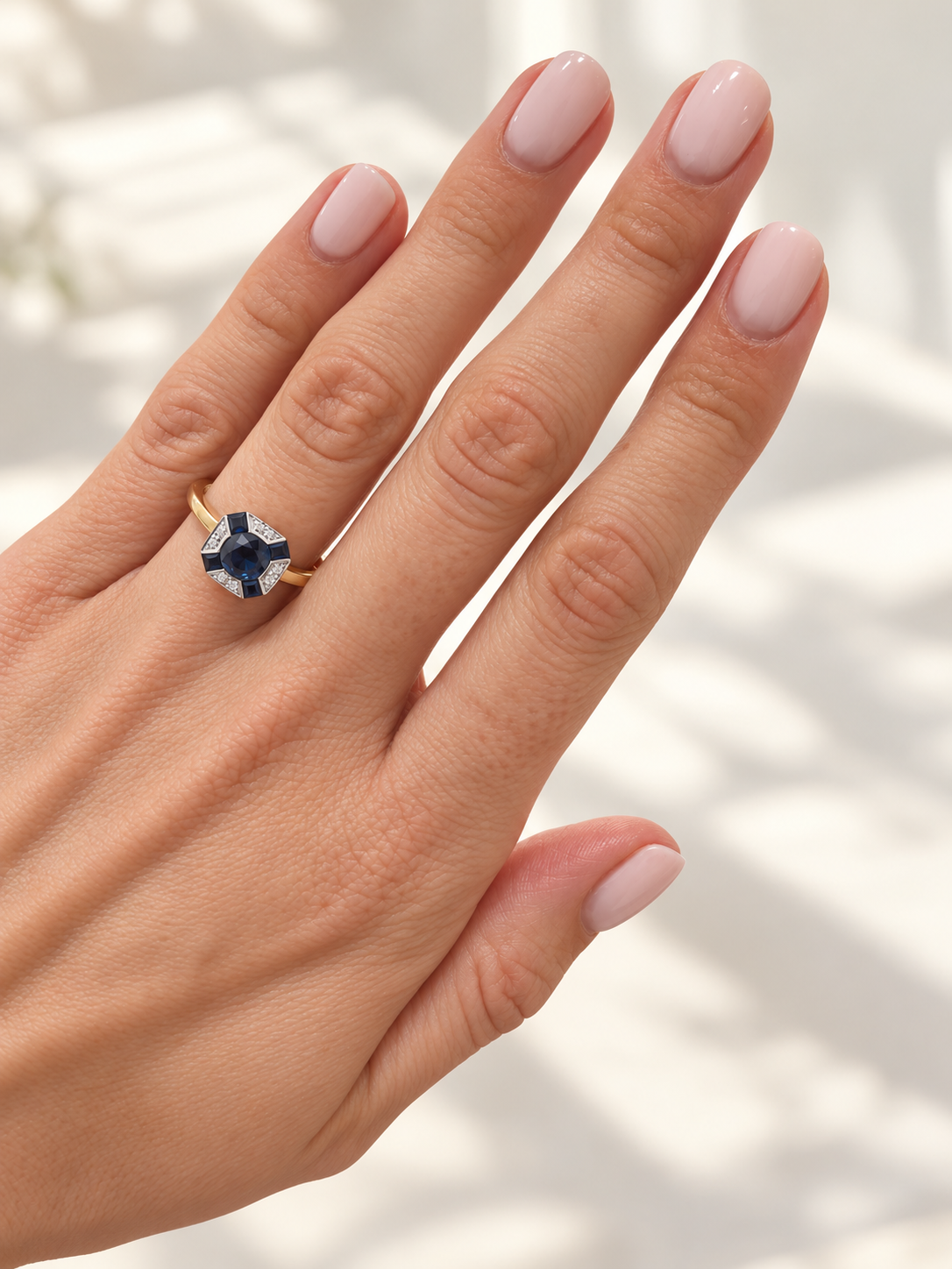 Sapphire & Diamond Art Deco Ring