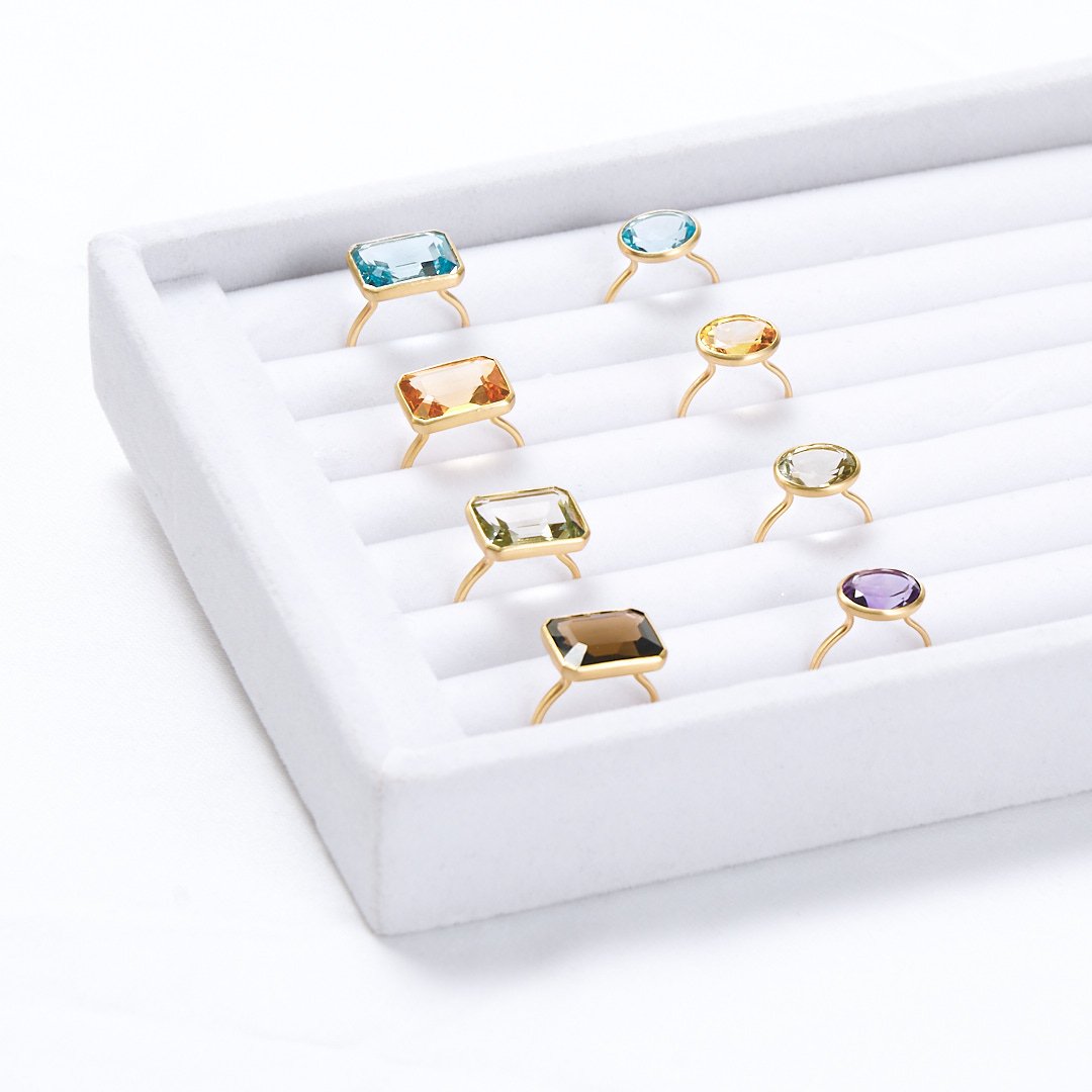9ct Gold Oval Green Amethyst Ring