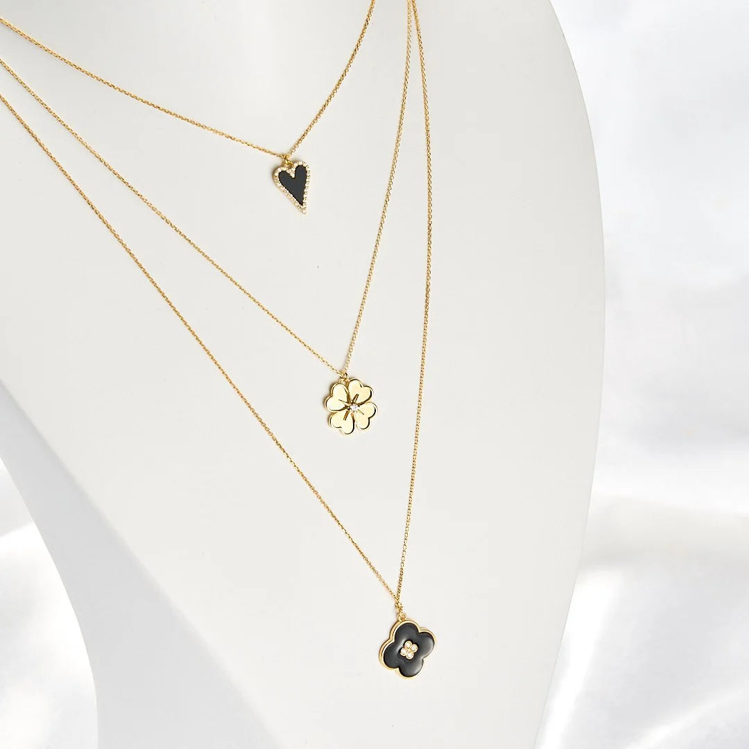 9ct Gold Black Heart Necklace