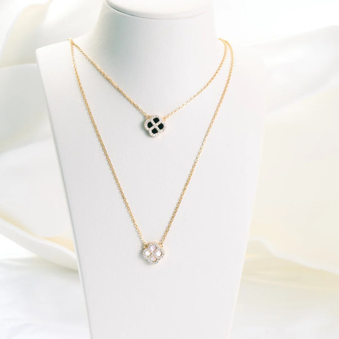 Mother Of Pearl Clover Cz Necklace