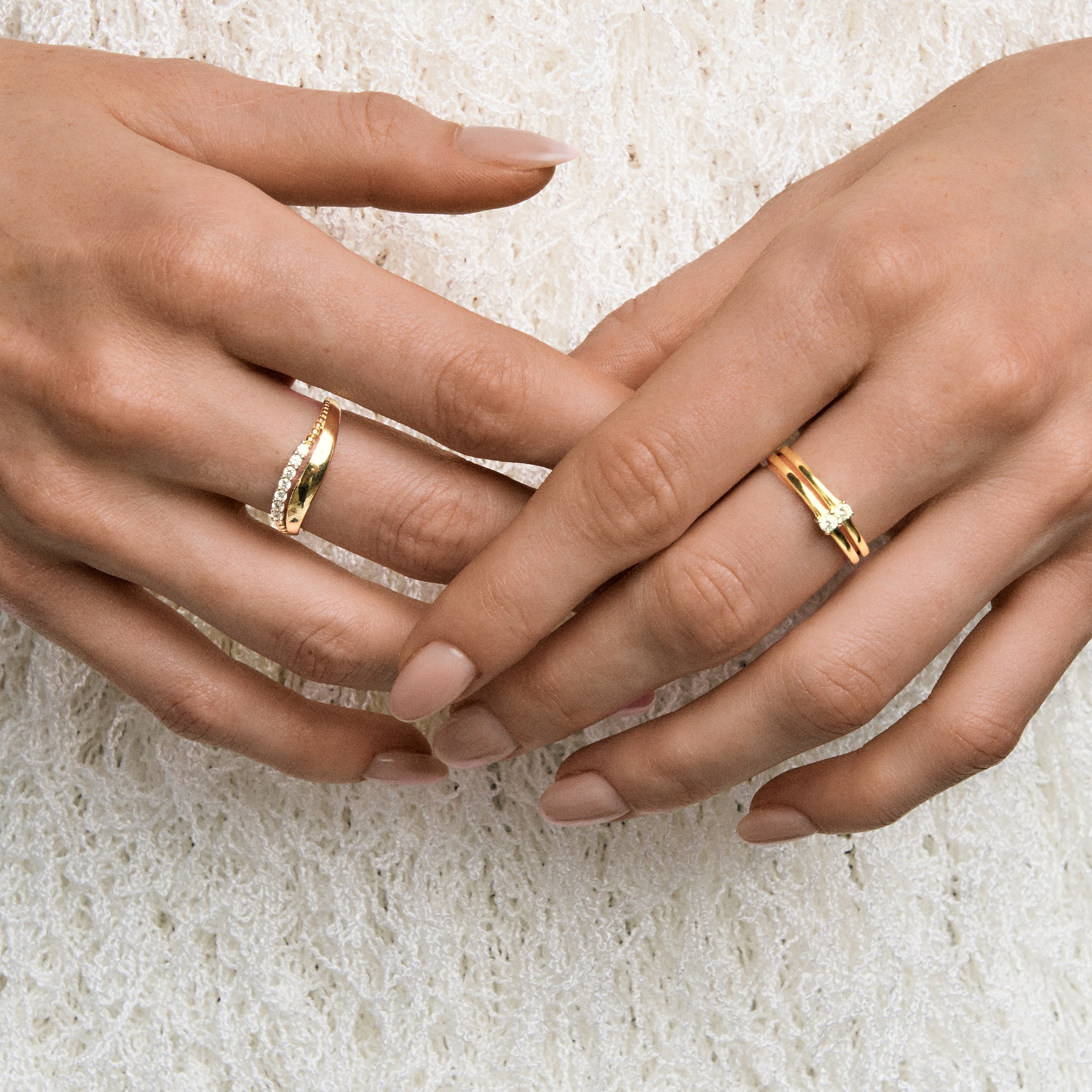 9ct Split Bead CZ Ring