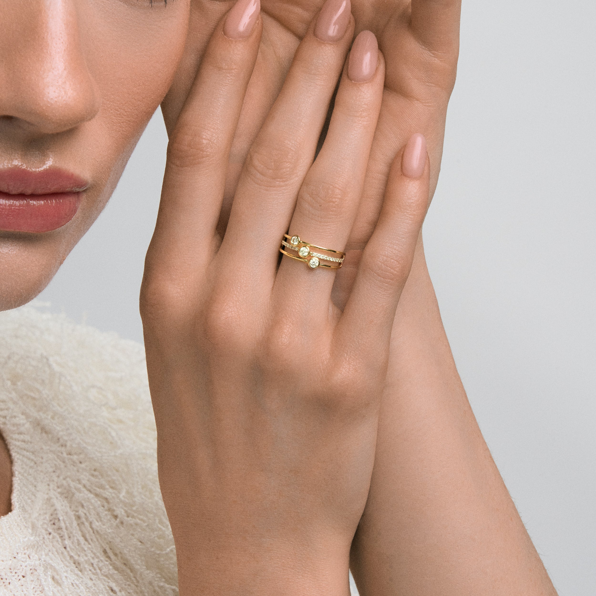 9ct Triple Diamond Stack Ring