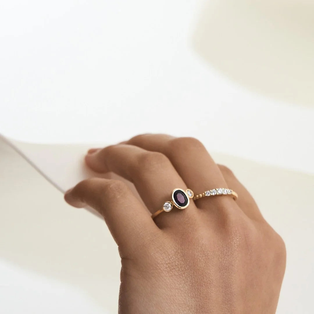9ct Gold Ruby Trilogy Ring