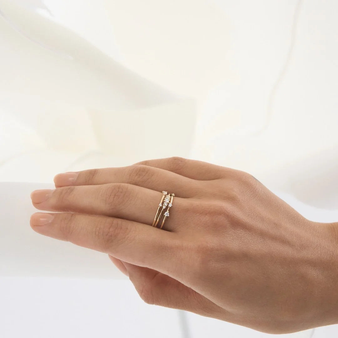 9ct Gold CZ Triple-Band Ring
