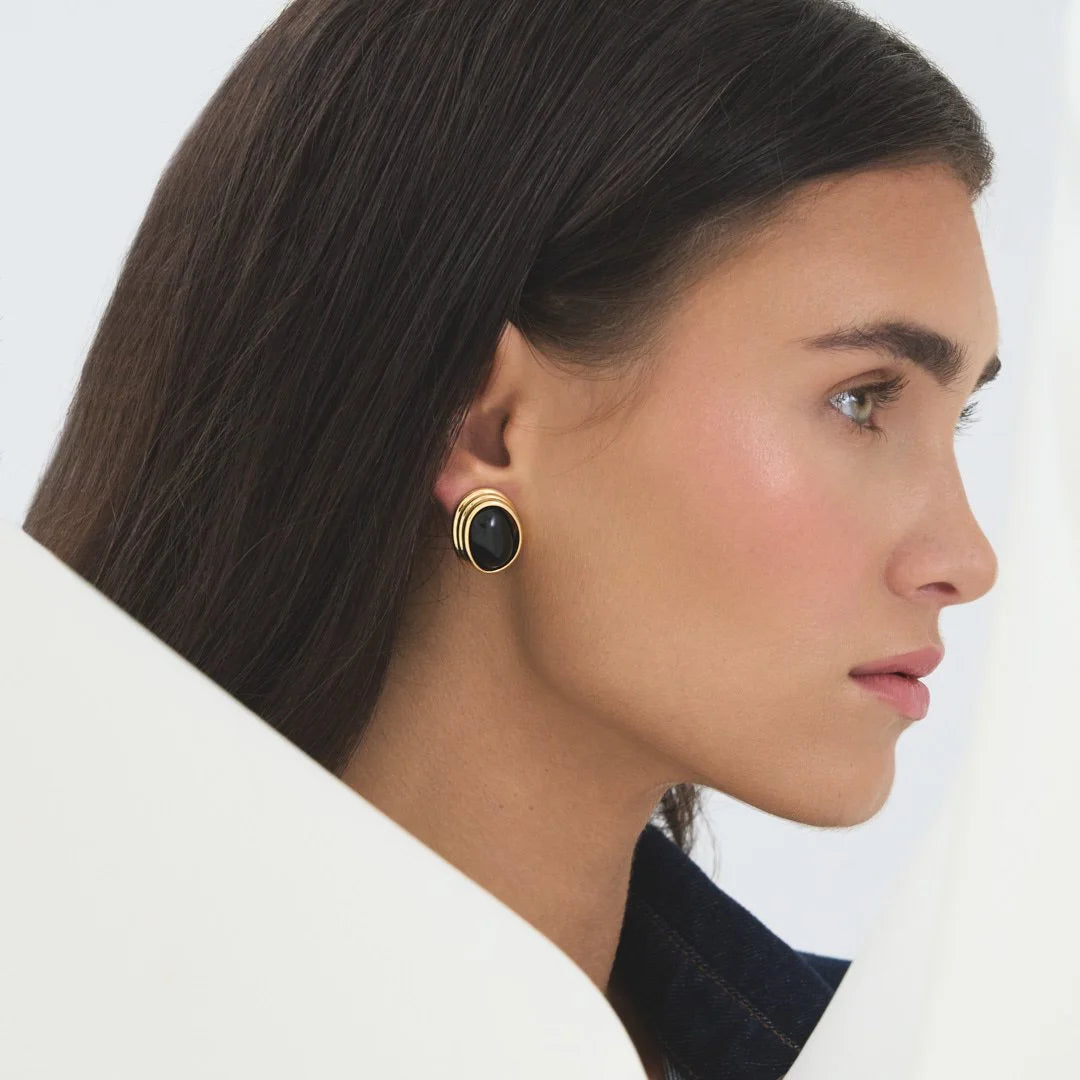 Black Oval Earrings