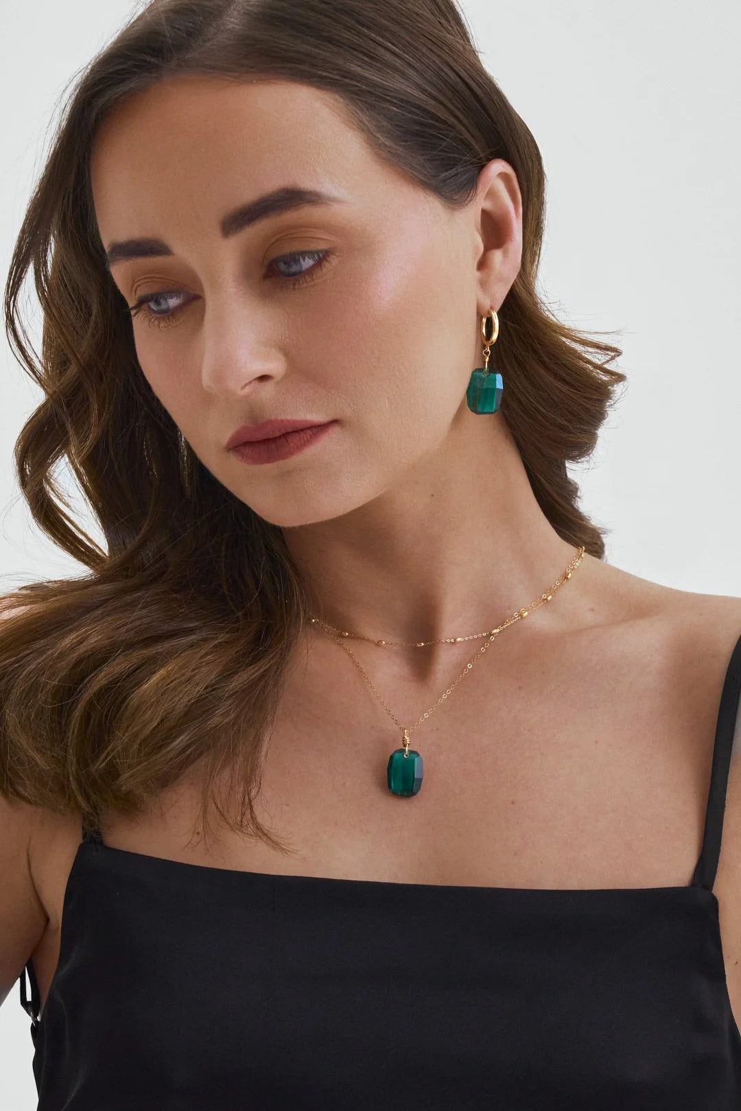 Emerald Rectangle Clip Hoops Earrings