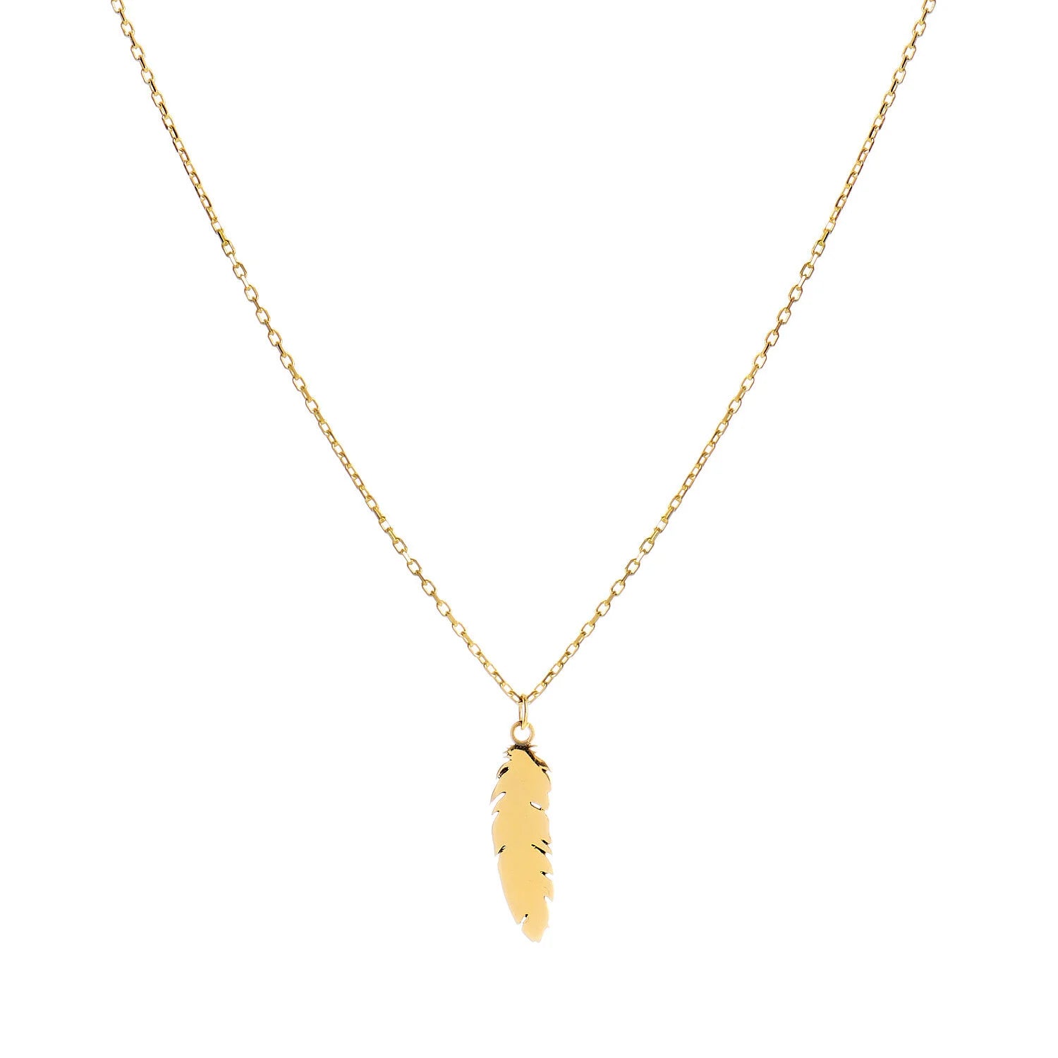 9ct Gold Feather Necklace