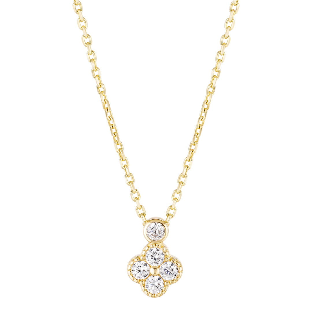 9ct Cz Clover Pendant