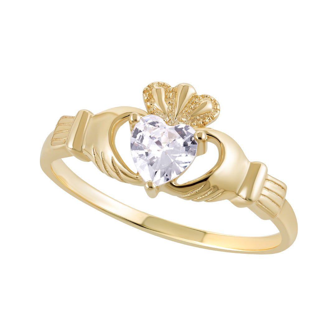 9ct Cz Claddagh Ring