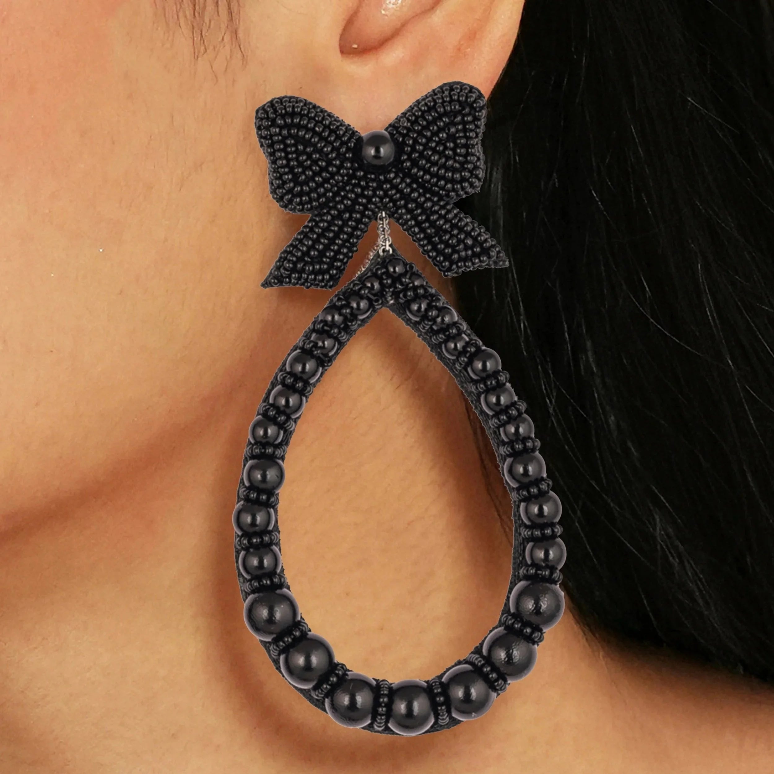Black Drama Bow Earrings